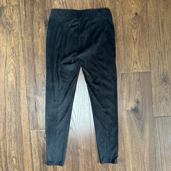 Nordstrom Black Faux Suede High Rise Stretch Slim Dress Pant Small Leggings - Picture 4 of 5